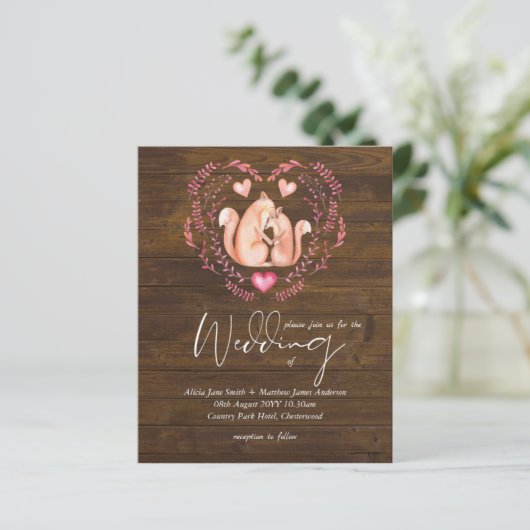 Rustige Herfst WOODLAND Foxes Wedding Invitations (Staand voorkant)