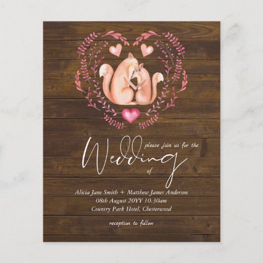 Rustige Herfst WOODLAND Foxes Wedding Invitations (Voorkant)