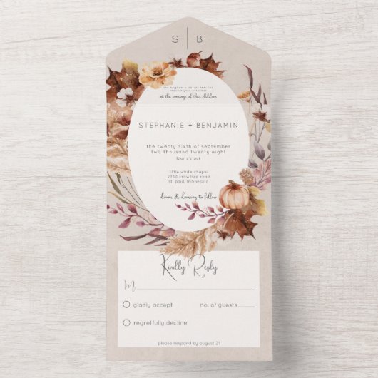 Rustige Herfst zonder eten All In One Uitnodiging (Binnen)