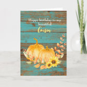 Rustige Herfst zonnebloem Birthday Cousin Kaart (Voorkant)