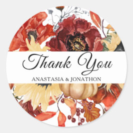 Rustige Herfst Zonnebloem Bompoetsbruiloft Ronde Sticker