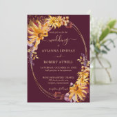 Rustige Herfst Zonnebloem Bourgogne Weddenschap Kaart (Staand voorkant)