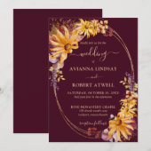 Rustige Herfst Zonnebloem Bourgogne Weddenschap Kaart (Voorkant / Achterkant)