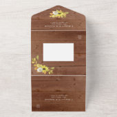 Rustige Herfst Zonnebloem Lights Hout Weddenschap All In One Uitnodiging (Buitenkant)