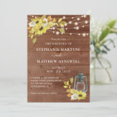 Rustige Herfst Zonnebloem Lights Hout Weddenschap Kaart (Staand voorkant)