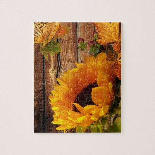 Rustige Herfst - Zonnebloem - vlindervloed Legpuzzel (Verticaal)