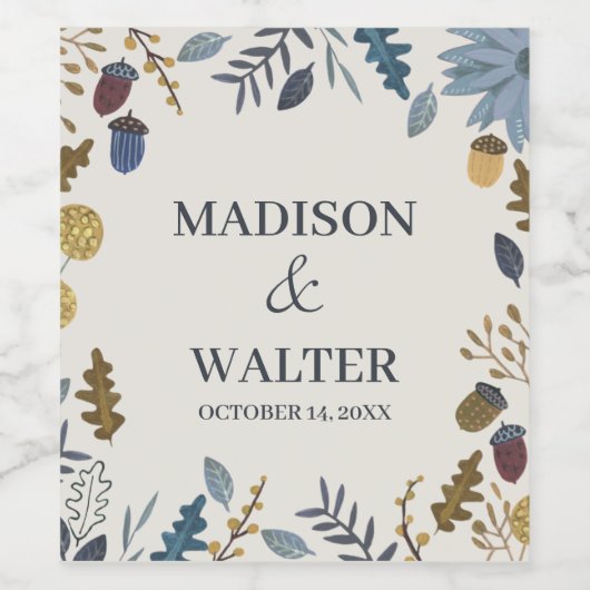 Rustige herfstbladeren herfst herfst herfst herfst wijn etiket (Enkel label)