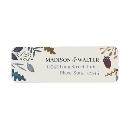 Rustige herfstbladeren herfst herfstbruiloft etiket (Voorkant)