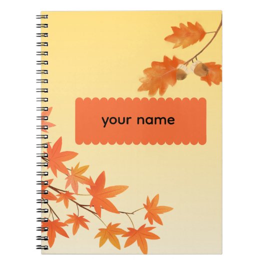 Rustige herfstbladeren herfstloof gepersonaliseerd notitieboek (Voorkant)