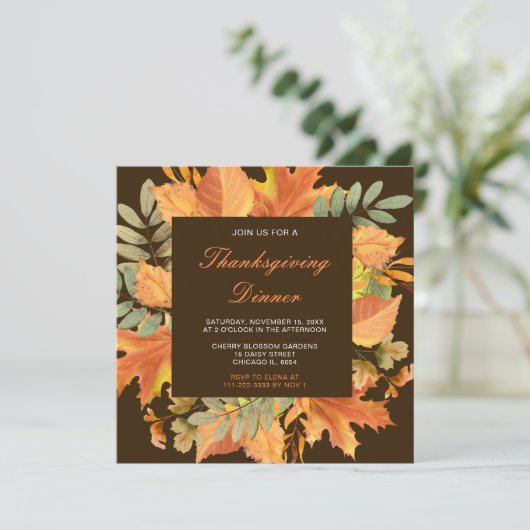 Rustige herfstbladeren Thanksgiving-feest Kaart (Staand voorkant)