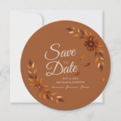 Rustige herfstbladeren Verbrande Sienna Beige Brui Save The Date (Voorkant)