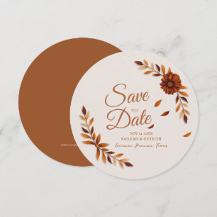 Rustige herfstbladeren Verbrande Sienna Beige Brui Save The Date