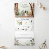 Rustige herfstbos | Boho bruiloft Drieluik Uitnodiging (Binnen)