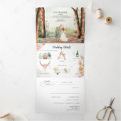Rustige herfstbos | Boho bruiloft Drieluik Uitnodiging (Binnen)