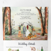 Rustige herfstbos | Boho bruiloft Drieluik Uitnodiging (Binnenzijde eerst)