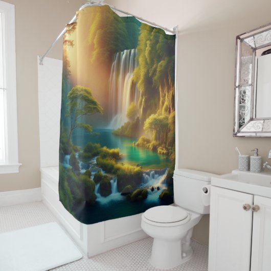 Rustige Herfsten en serene Lake Douchegordijn (In situ)