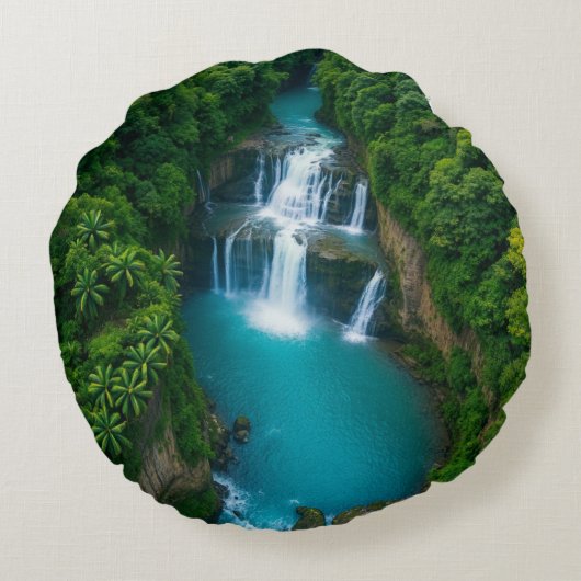 "Rustige Herfsten - Natuur's Knuffel in Elke Rond Kussen (Achterkant)