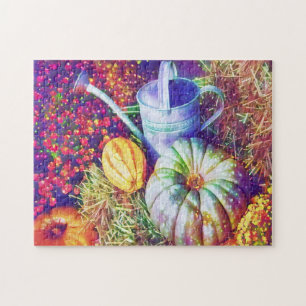 Rustige Herfsten pompoenen en bloemen Legpuzzel