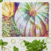Rustige Herfsten pompoenen en bloemen Theedoek (Gevouwen)