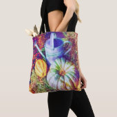 Rustige Herfsten pompoenen en bloemen Tote Bag (Dichtbij)