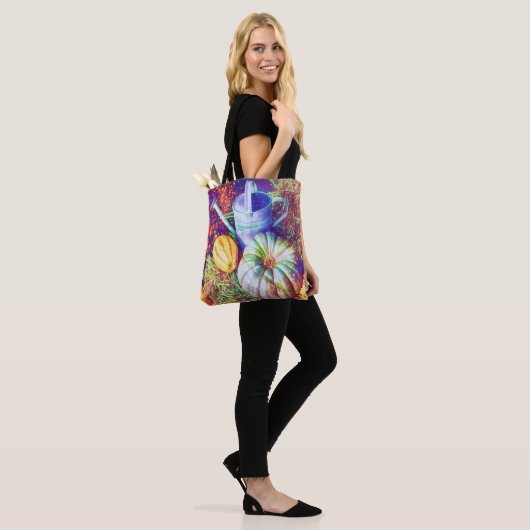 Rustige Herfsten pompoenen en bloemen Tote Bag (Op model)