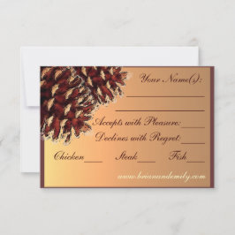 Rustige herfstthemakaarten voor dennekkegel RSVP-k RSVP Kaartje