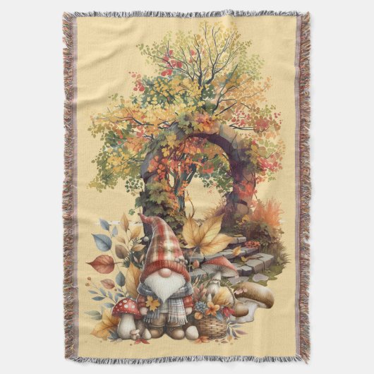 Rustige herfsttuin met kabouter deken (Voorkant Verticaal)