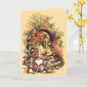 Rustige herfsttuin met kabouter kaart (Gele Bloem)