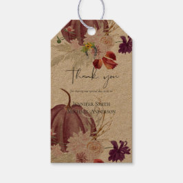 Rustige Herfstval Pompoenen Vijgen Bloemen Bruilof Cadeaulabel