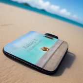 Rustige Hermit Krab Beach Travel Aqua Seashell Bagagelabel