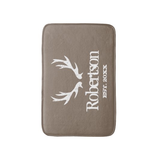 Rustige hert antler khaki beige aangepast badmat (Voorkant Verticaal)