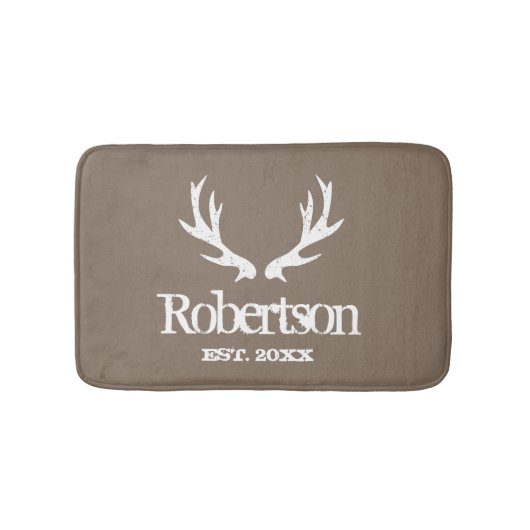 Rustige hert antler khaki beige aangepast badmat (Voorkant)