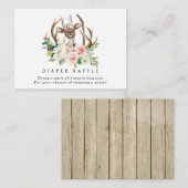 Rustige herten florale diaper omhullingskaart Raff Informatiekaartje (Voorkant / Achterkant)