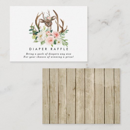 Rustige herten florale diaper omhullingskaart Raff Informatiekaartje (Voorkant / Achterkant)