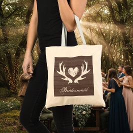 Rustige hertenantler trouwbruidmaïde canvas tas
