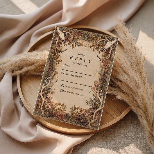 Rustige Hertenherfst Bruiloft RSVP Kaartje