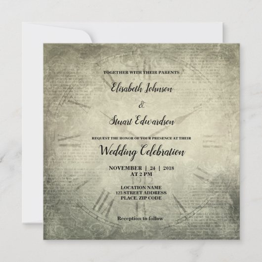  rustige het patroon van het klokmanuscript bruilo kaart (Voorkant)