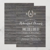 Rustige Hoefijzer Barn Wood repetitie Dinner Kaart (Voorkant / Achterkant)