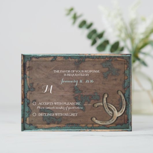 Rustige Hoefijzer bruiloft RSVP-kaart RSVP Kaartje (Staand voorkant)