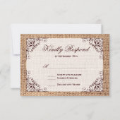 Rustige Hoefijzer Burlap Wedding RSVP-kaarten RSVP Kaartje (Voorkant)