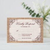 Rustige Hoefijzer Burlap Wedding RSVP-kaarten RSVP Kaartje (Staand voorkant)