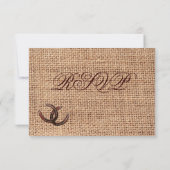 Rustige Hoefijzer Burlap Wedding RSVP-kaarten RSVP Kaartje (Achterkant)