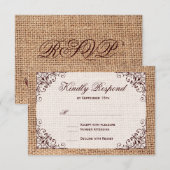 Rustige Hoefijzer Burlap Wedding RSVP-kaarten RSVP Kaartje (Voorkant / Achterkant)