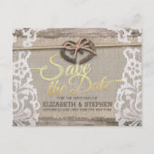 Rustige Hoefijzer Burlap Wedding Save the Date Aankondigingskaart (Voorkant)