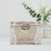 Rustige Hoefijzer Burlap Wedding Save the Date Aankondigingskaart (Staand voorkant)