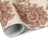 rustige hoefijzer cowgirl western land floral cadeaupapier (Rol Hoek)