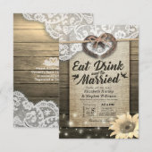 Rustige Hoefijzer Lace EAT Drink wordt gehuwd Kaart (Voorkant / Achterkant)