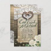 Rustige Hoefijzer Lace EAT Drink wordt gehuwd Kaart (Voorkant / Achterkant)