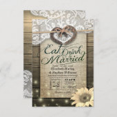 Rustige Hoefijzer Lace EAT Drink wordt gehuwd Kaart (Voorkant / Achterkant)