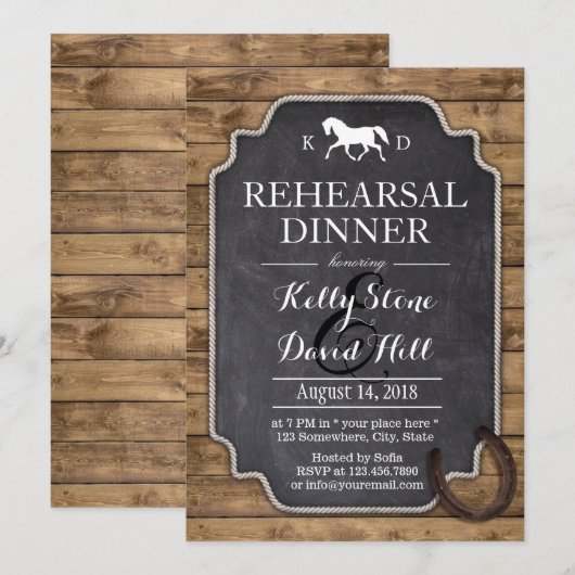 Rustige Hoefijzer paardenbruiloft Kaart (Voorkant / Achterkant)